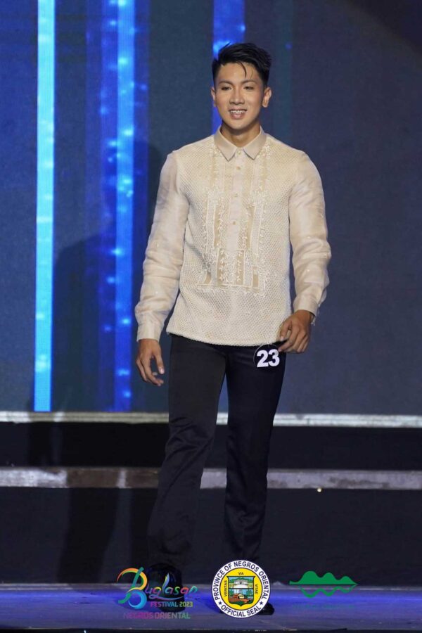 Model Fritz John Lozaga in Barong Tagalog by designer Joseph Tamapa, showcasing the elegance and uniqueness of Filipino culture