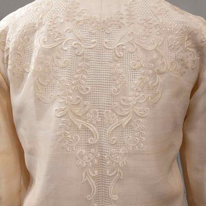 Barong Tagalog with a floral design, custom-made
