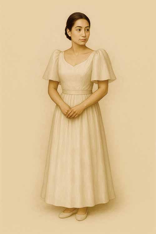 1930s Philippines Terno with butterfly sleeves, early modern Filipiniana symbol of elegance and identity