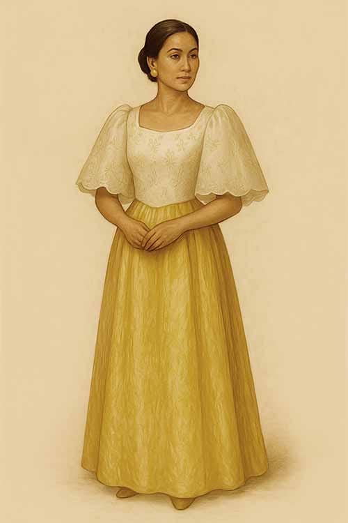 Baro’t Saya in piña and jusi fabrics, worn by elite Filipino women in the late 18th to 19th century to show status