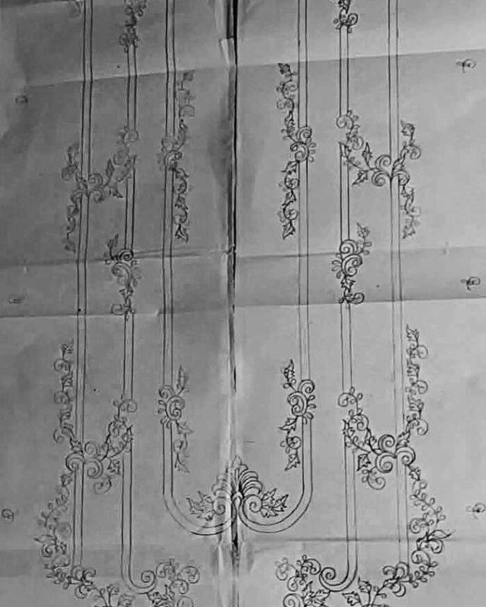 Custom Barong Ornament Sketch Hand-drawn ornament sketch for a custom Barong Tagalog